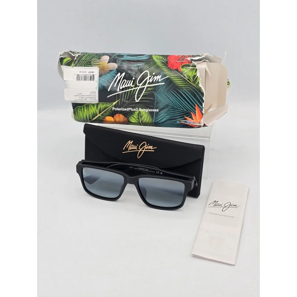Maui Jim Kunuahi AF Sunglasses Unisex 56mm Matte Black Polarized - New
